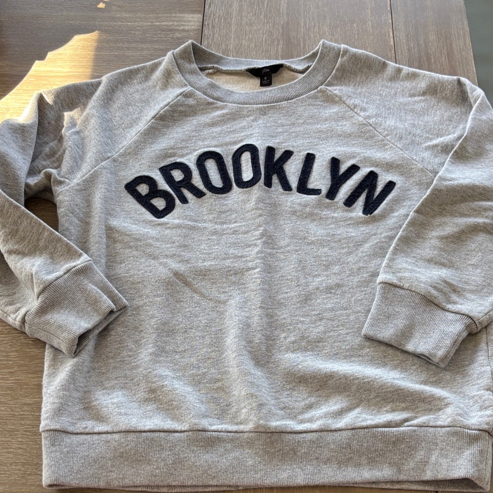 J. Crew Gray Crewneck Sweater with Brooklyn Design